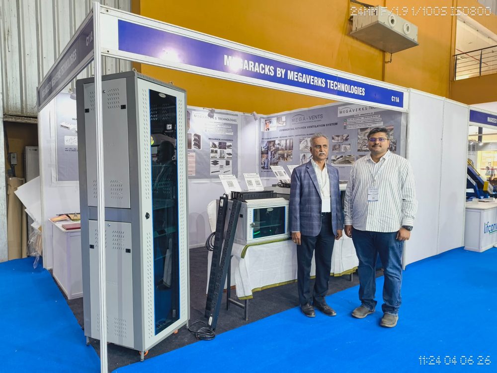 MEGARACKS team with customers at IITEX Expo BIEC